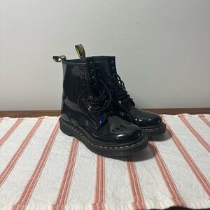 Rainbow Black Patent Leather Lace-Up Boots